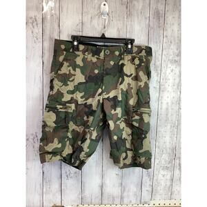 Sonoma Shorts Mens Green Camo Print Cargo Shorts Flexwear 10" NWT Size 30